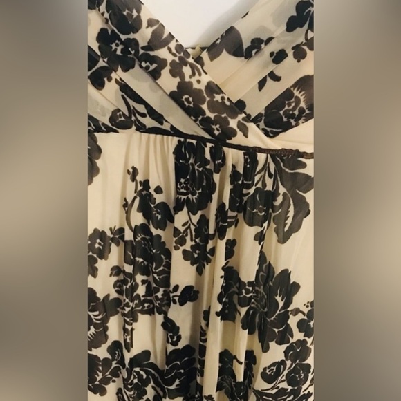 Trixxi Black Cream Floral Chiffon Tea Wedding Party Midi Dress Size M - Picture 6 of 6